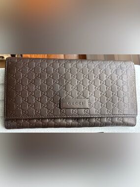 GUCCI Dark Brown Microguccissima Leather Continental Flap Long Wallet